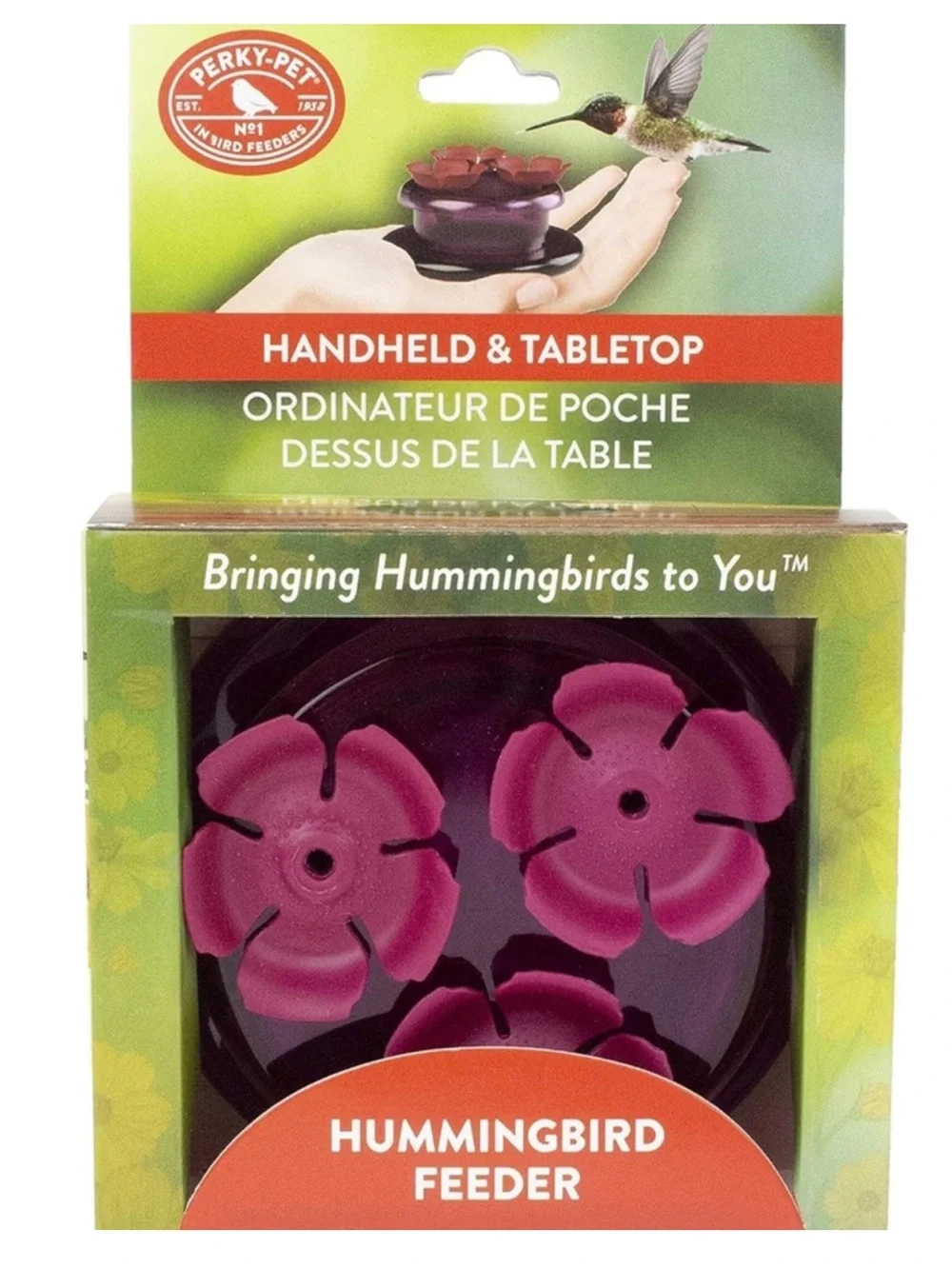 NIB | Perky-Pet | Hummingbird Plastic Handheld Nectar Bird Feeder | 3-Ports 2 oz